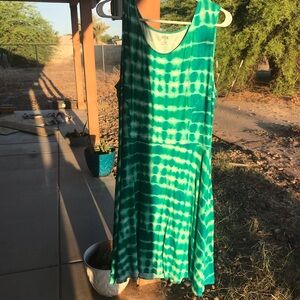 Anna Teal and White Tie-Dye Maxi Dress